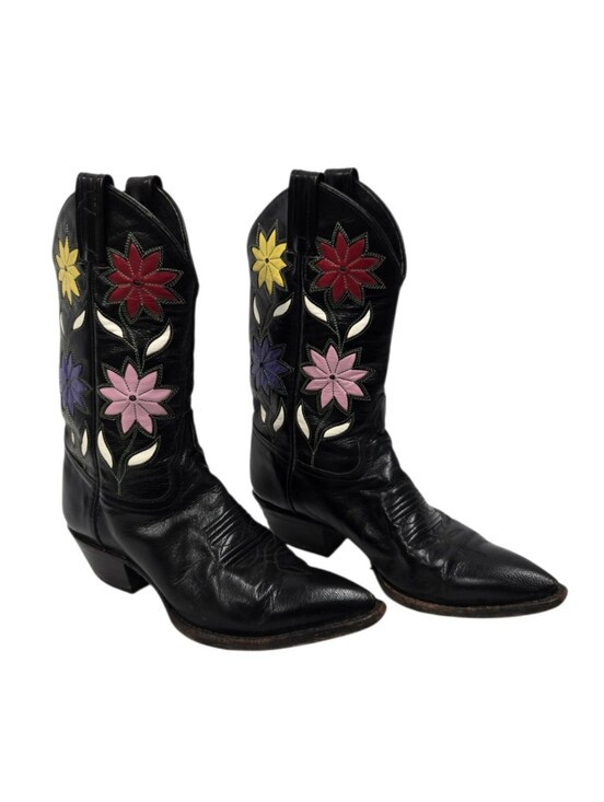 Tony Lama Shoes - Vintage 1970s Tony Lama Floral Inlay Cowgirl Boots